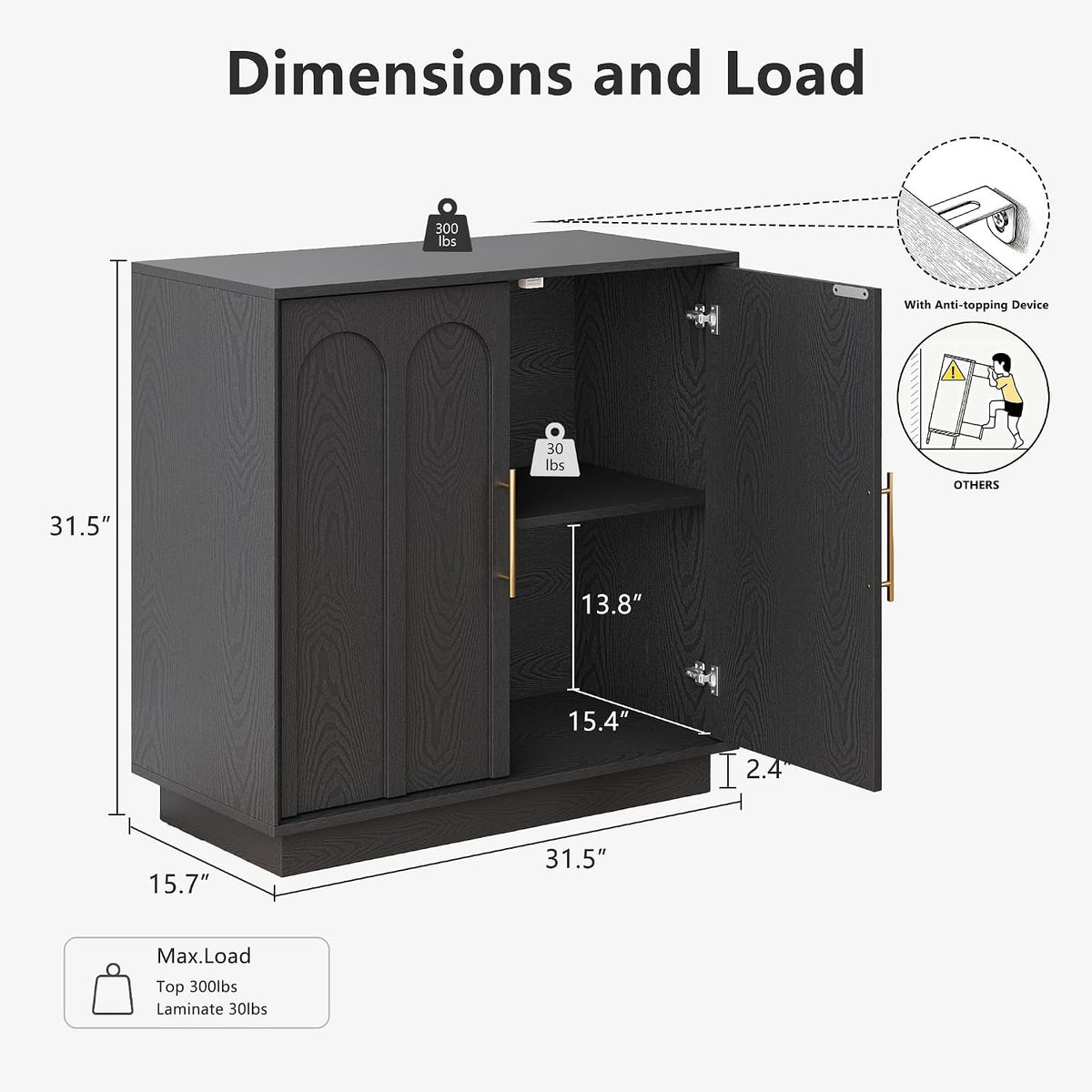 Black Storage Sideboard Set