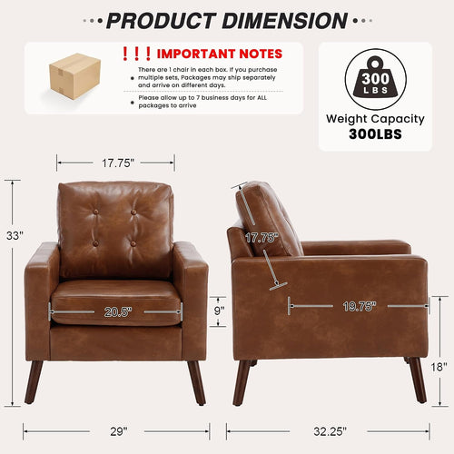 2-Pack Tufted Faux Leather Chairs