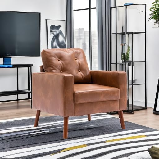 Brown Tufted Faux Leather Chairs