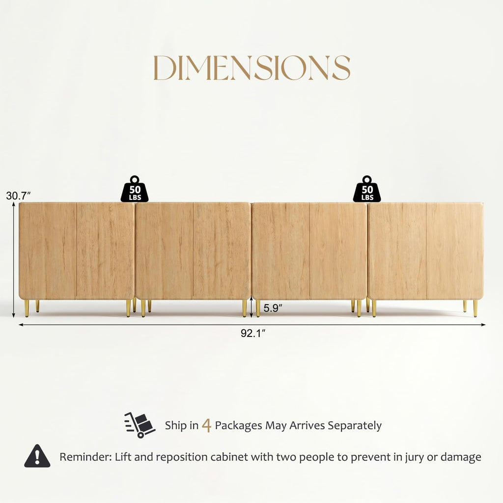 Oak Wood Metal Leg Sideboard
