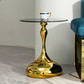 Gold Base Glass Round Side Table