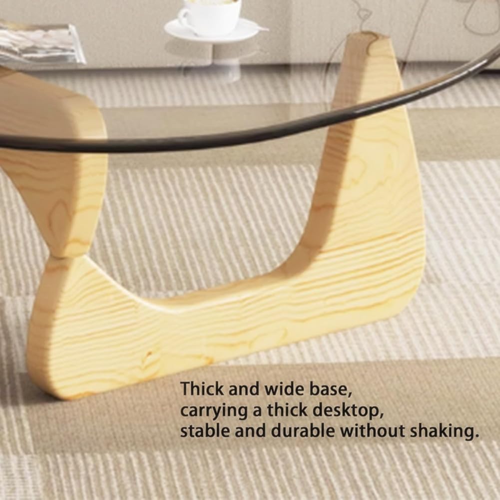 Triangle Glass Wood Coffee Table
