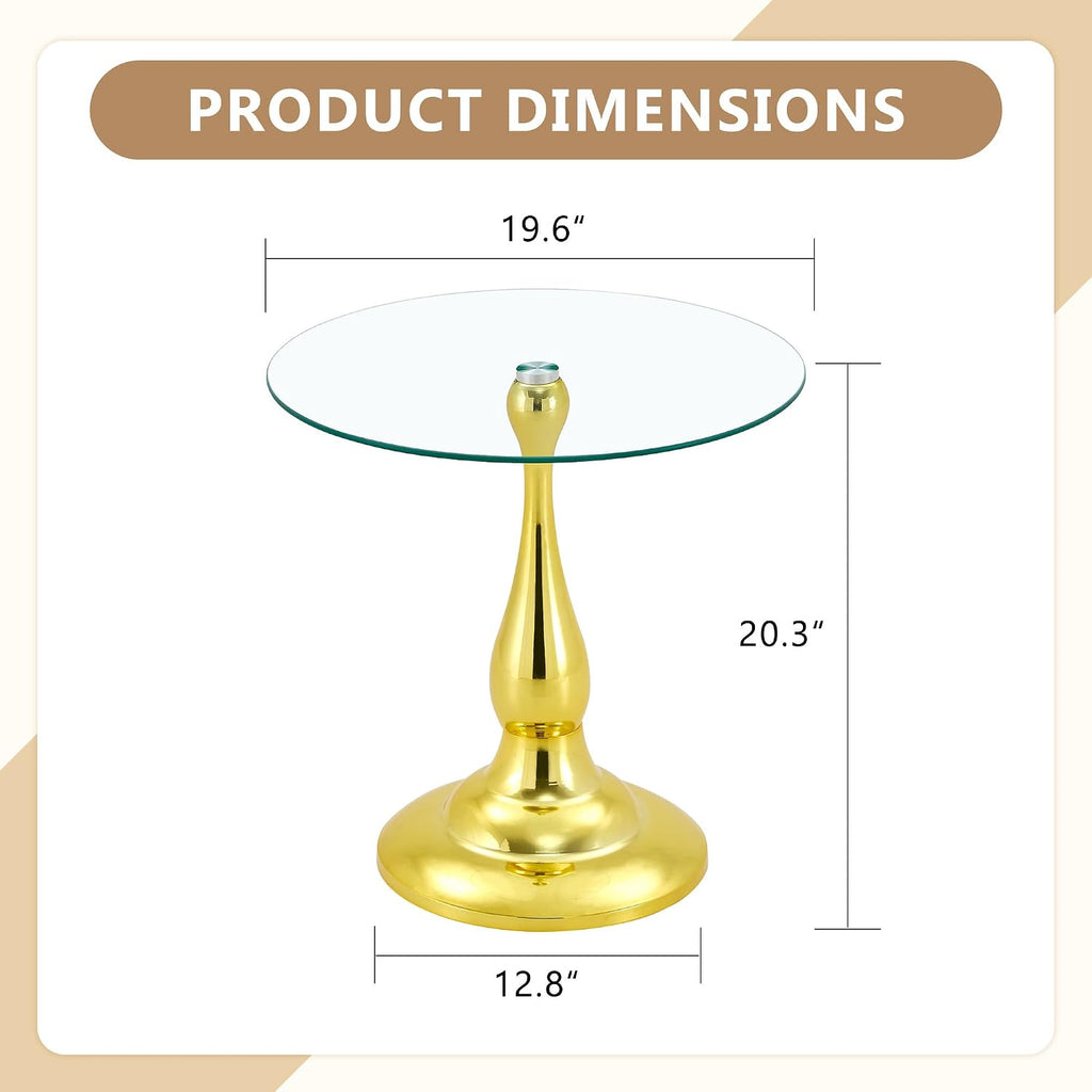 Gold Base Glass Round Side Table