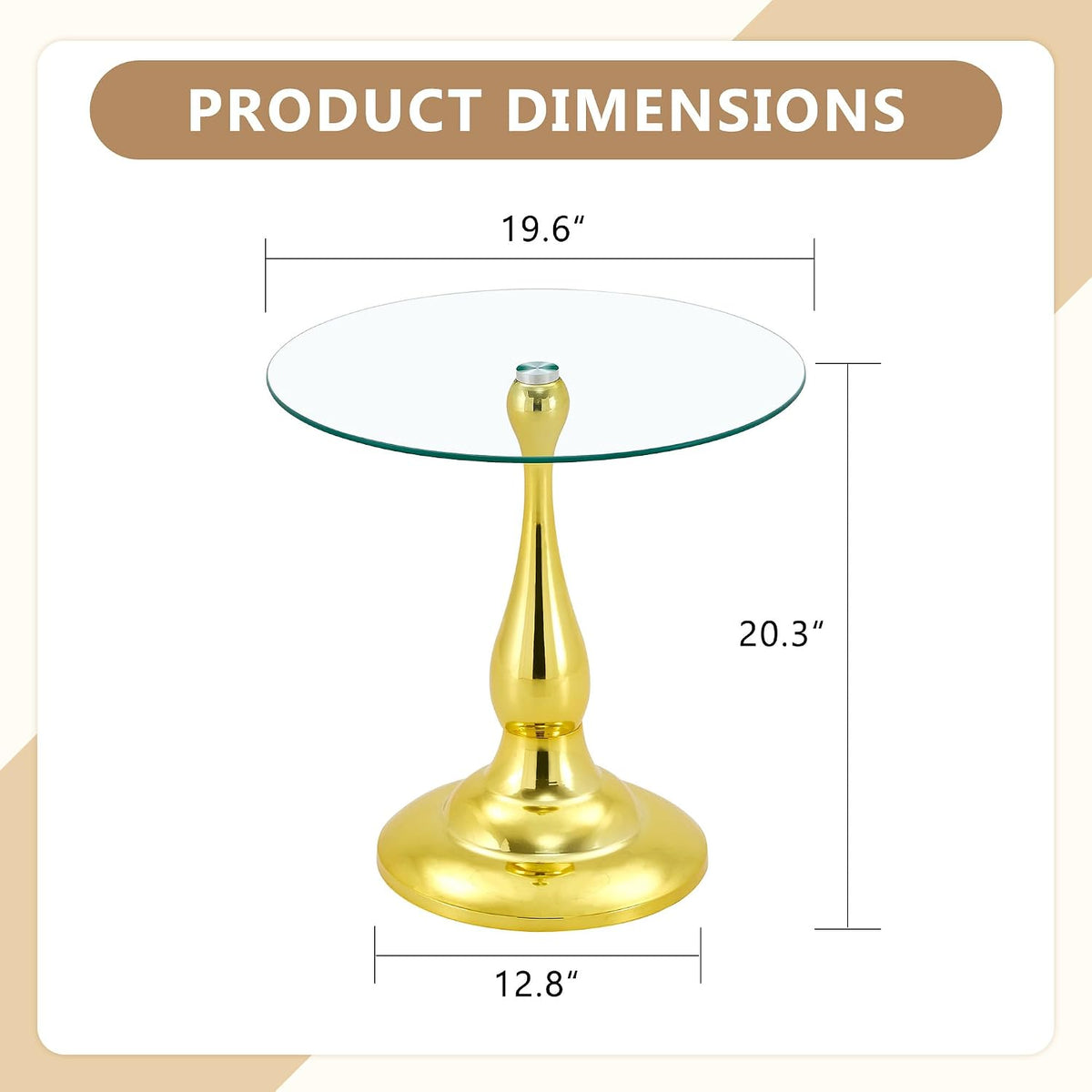 Gold Base Glass Round Side Table