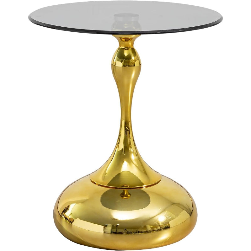 Gold Base Glass Round Side Table