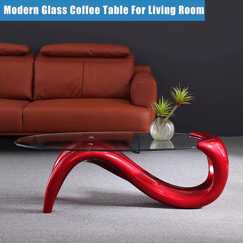 Mid-Century Orange Glass Coffee Table