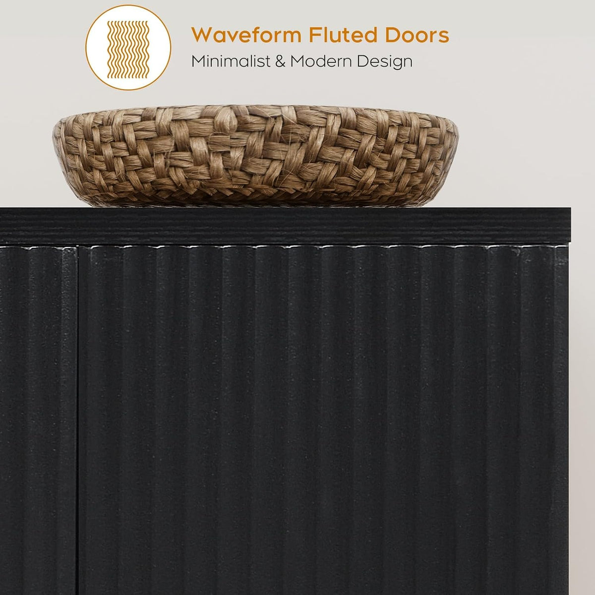 Black Fluted Sideboard Set