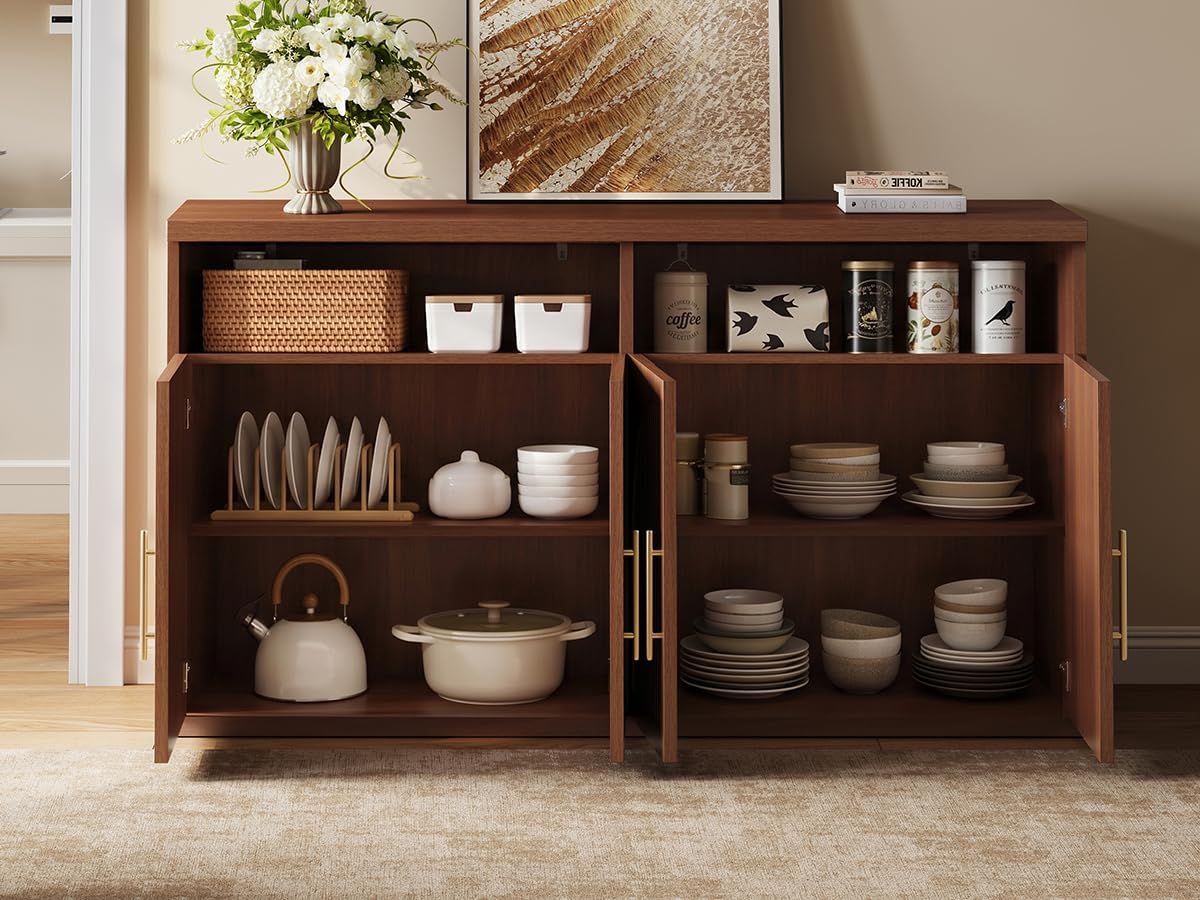 Walnut Fluted Buffet Cabinet