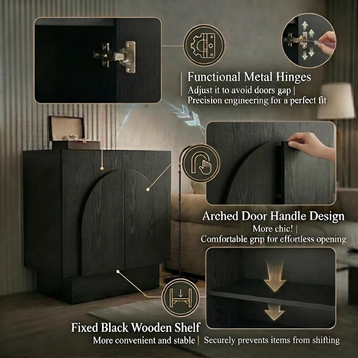 Black Arched Door Sideboard Set