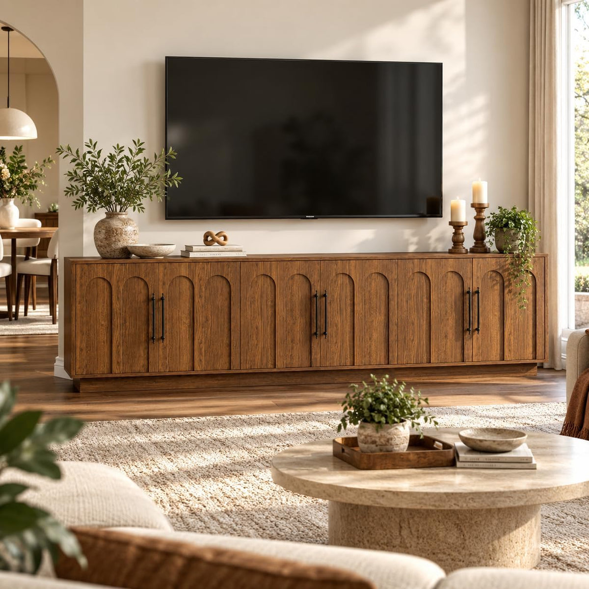 Walnut Arched Door TV Stand