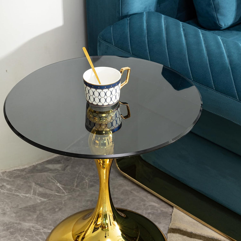 Gold Base Glass Round Side Table