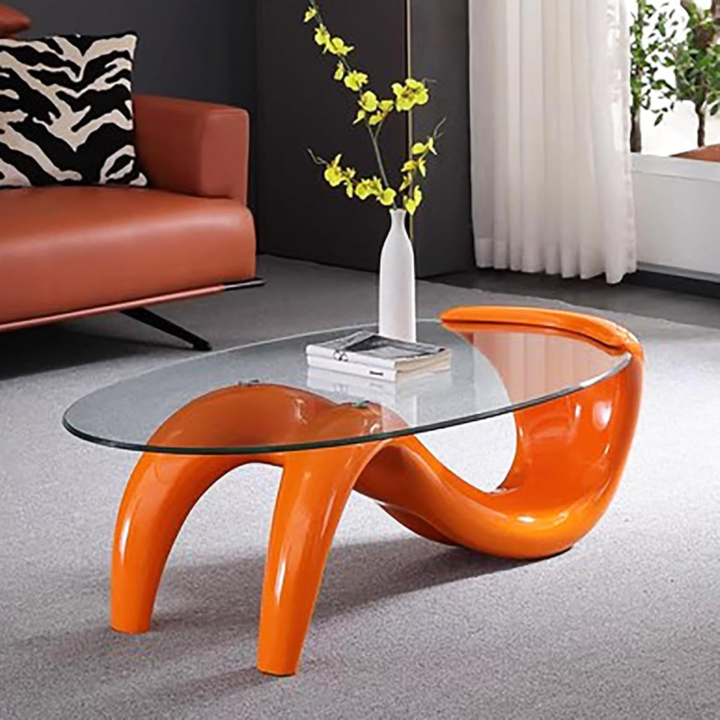 Mid-Century Orange Glass Coffee Table