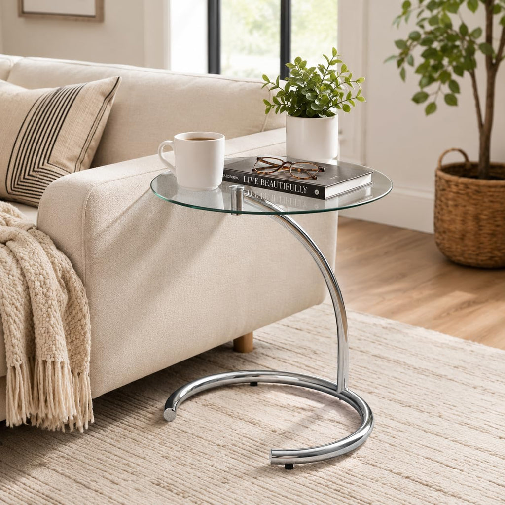 Chrome Base Glass Side Table