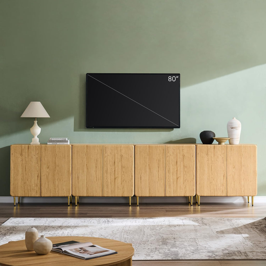 Oak Wood Metal Leg Sideboard