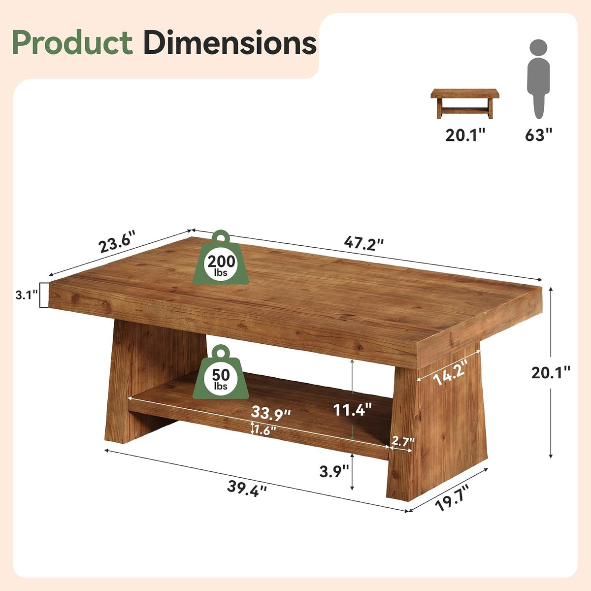 Farmhouse Wood Coffee Table