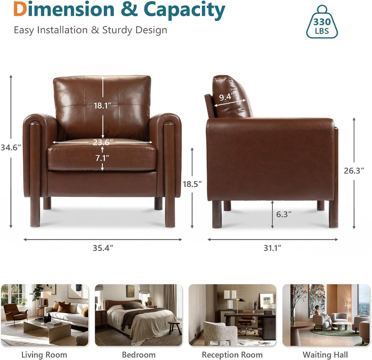 Mid-Century Tufted Leather Accent Chair