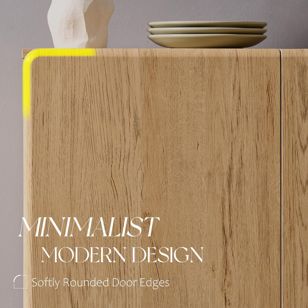 Oak Wood Metal Leg Sideboard