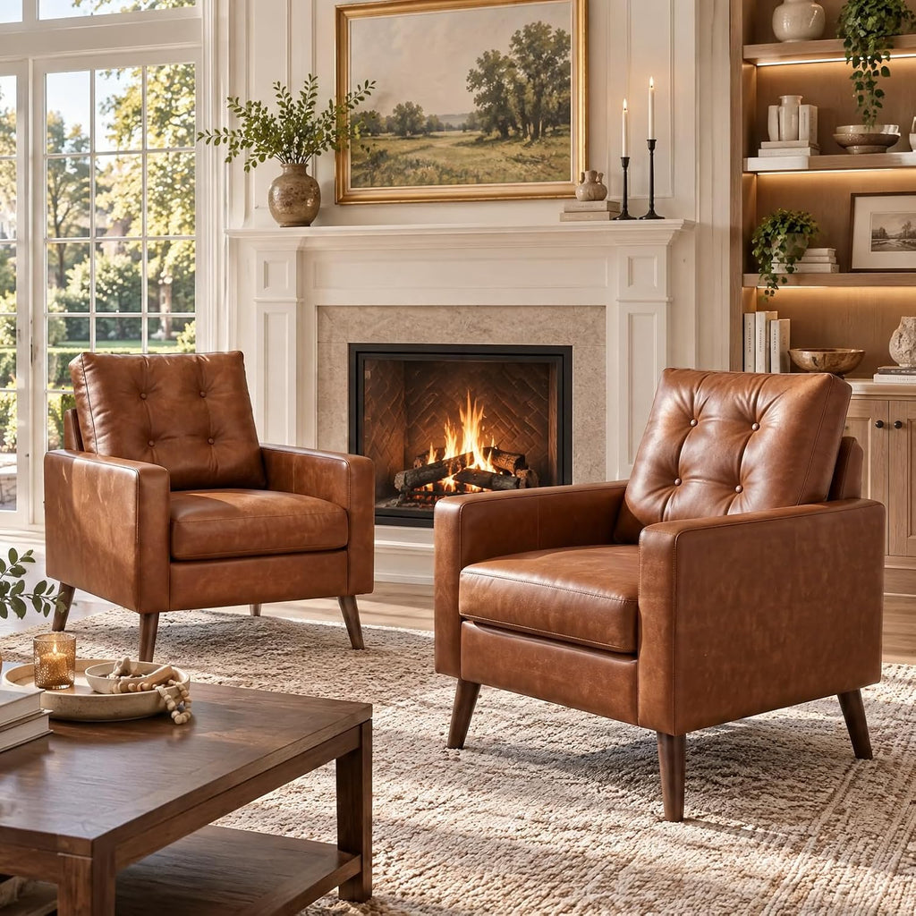 2-Pack Tufted Faux Leather Chairs