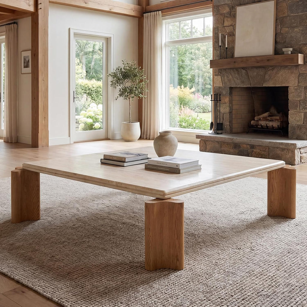 Travertine Wood Coffee Table