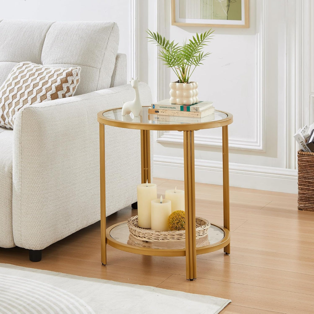 Round Glass Storage Side Table