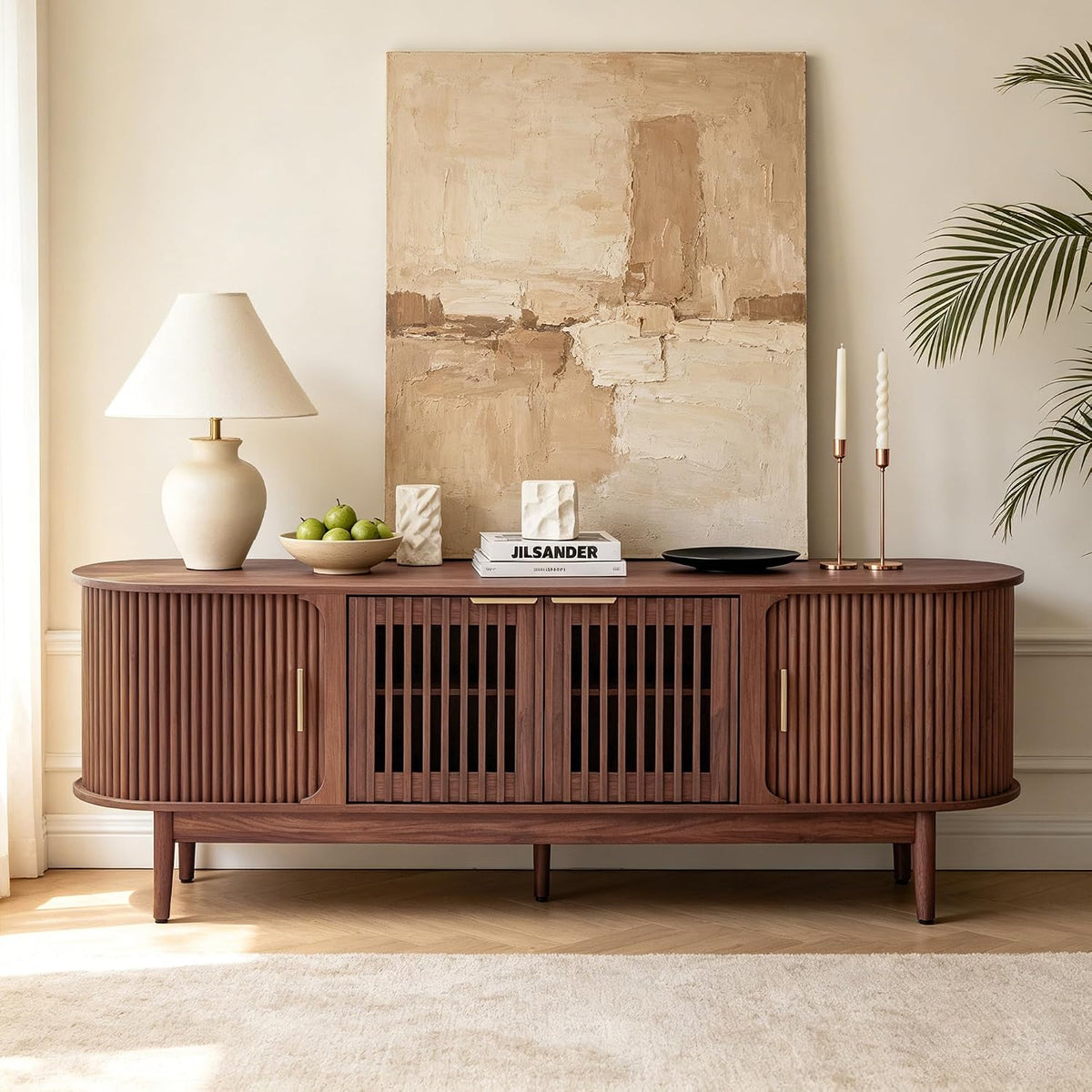 Mid-Century Fluted TV Stand