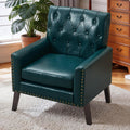 Mid-Century Green Faux Leather Chair