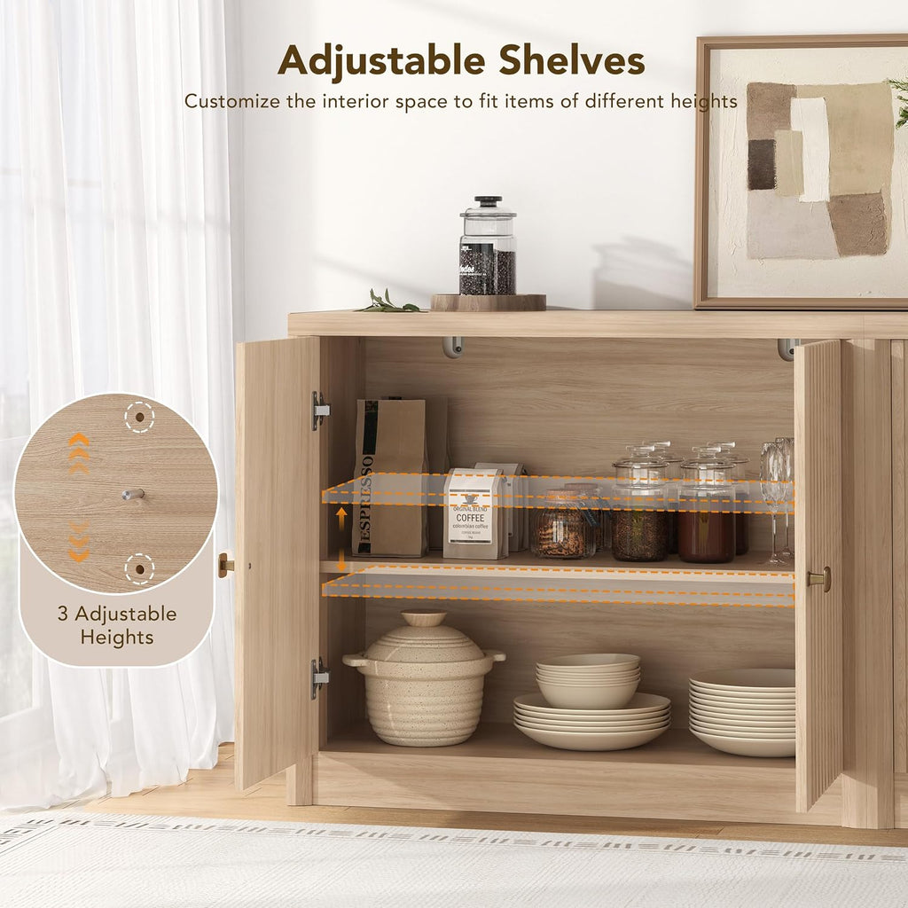 Oak Fluted Sideboard Set
