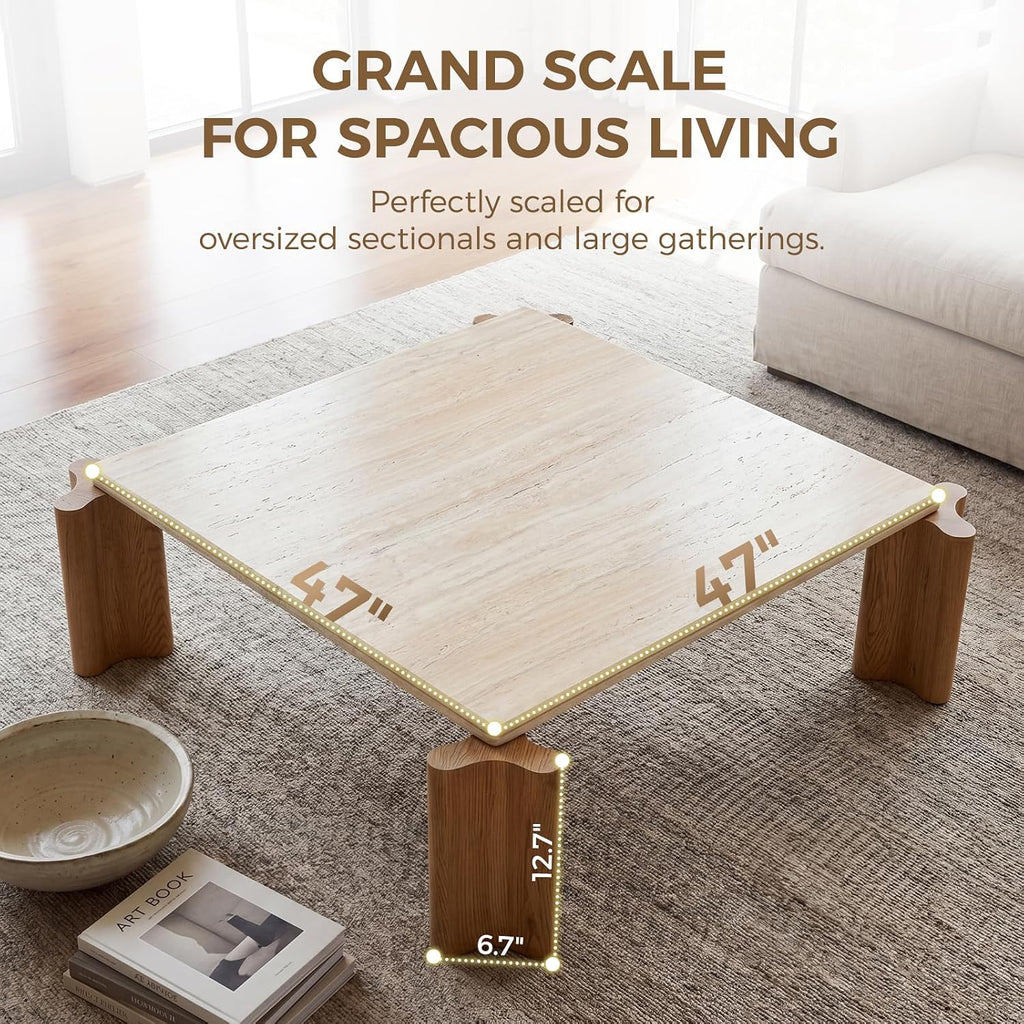Travertine Wood Coffee Table
