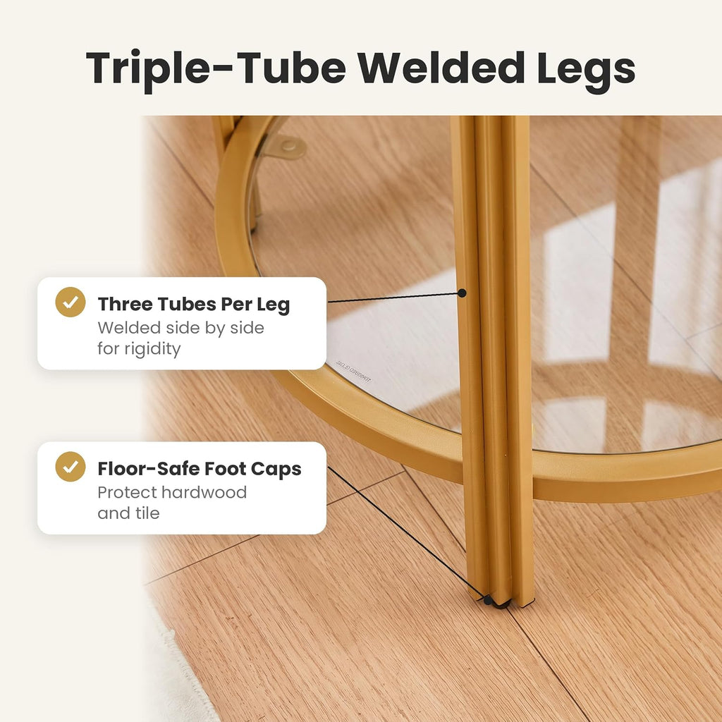 Round Glass Storage Side Table