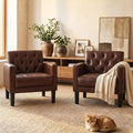 Set of 2 Tufted Leather Chairs