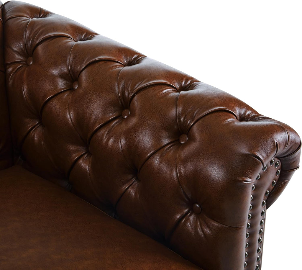 Swivel Tufted Faux Leather Club Chair