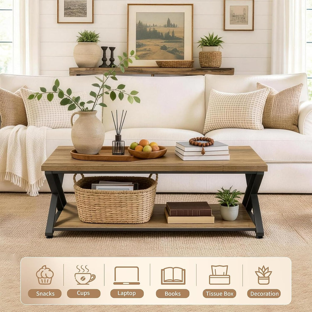 Rustic 2-Tier Coffee Table