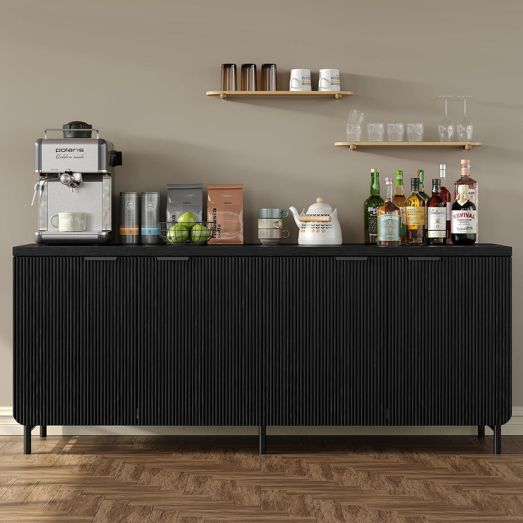 Black Fluted Wood Sideboard