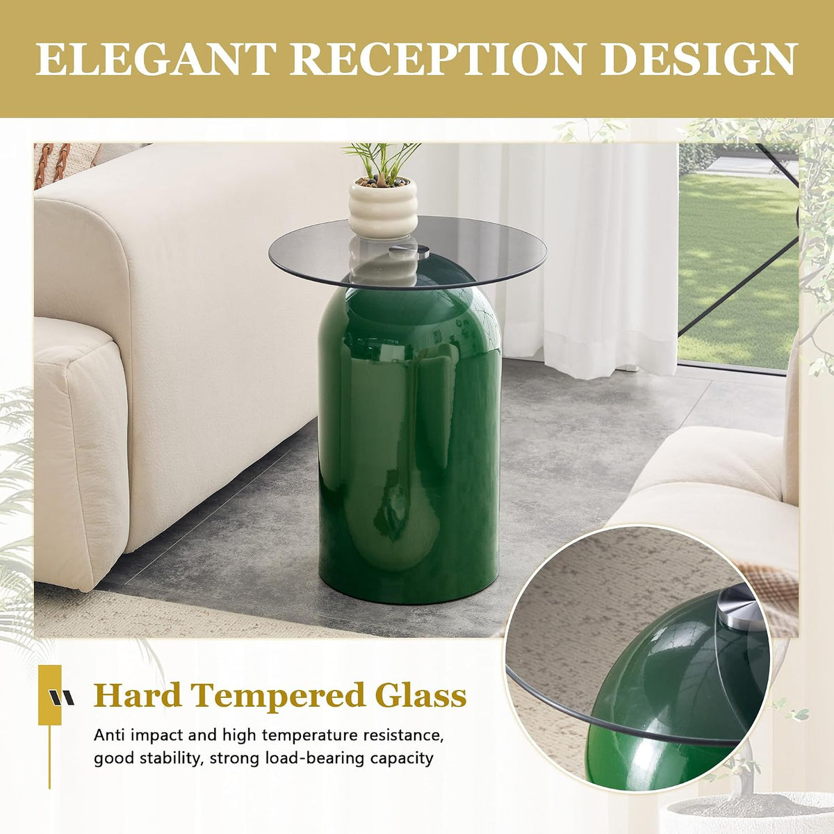 Mid-Century Green Glass Coffee Table