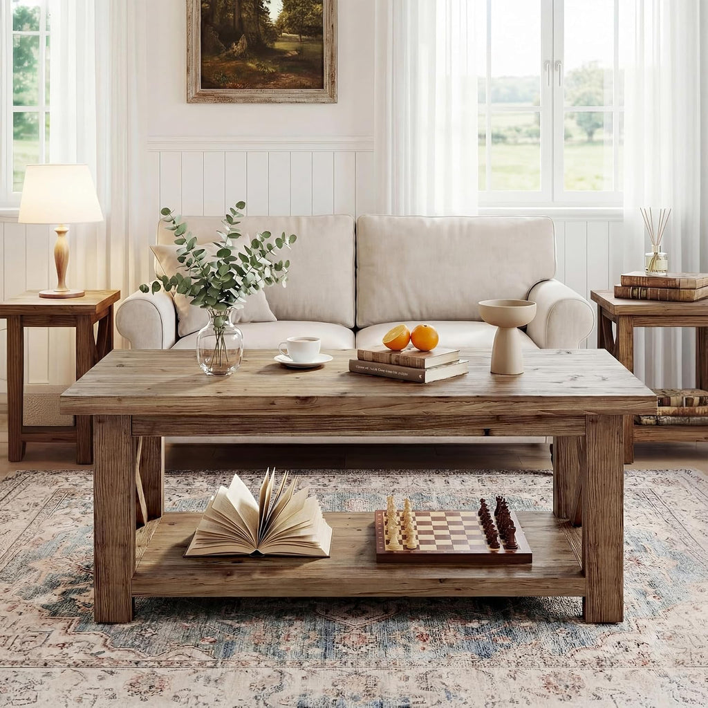 Brown X-Frame Coffee Table