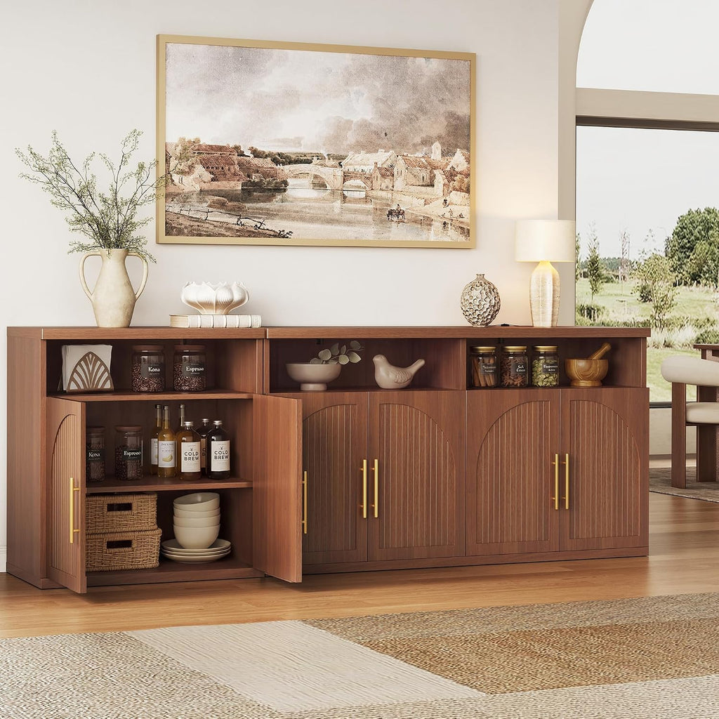 Walnut Fluted Buffet Cabinet
