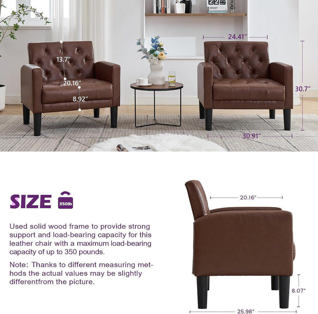 Set of 2 Tufted Leather Chairs