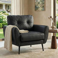 Black Tufted Leather Accent Chair