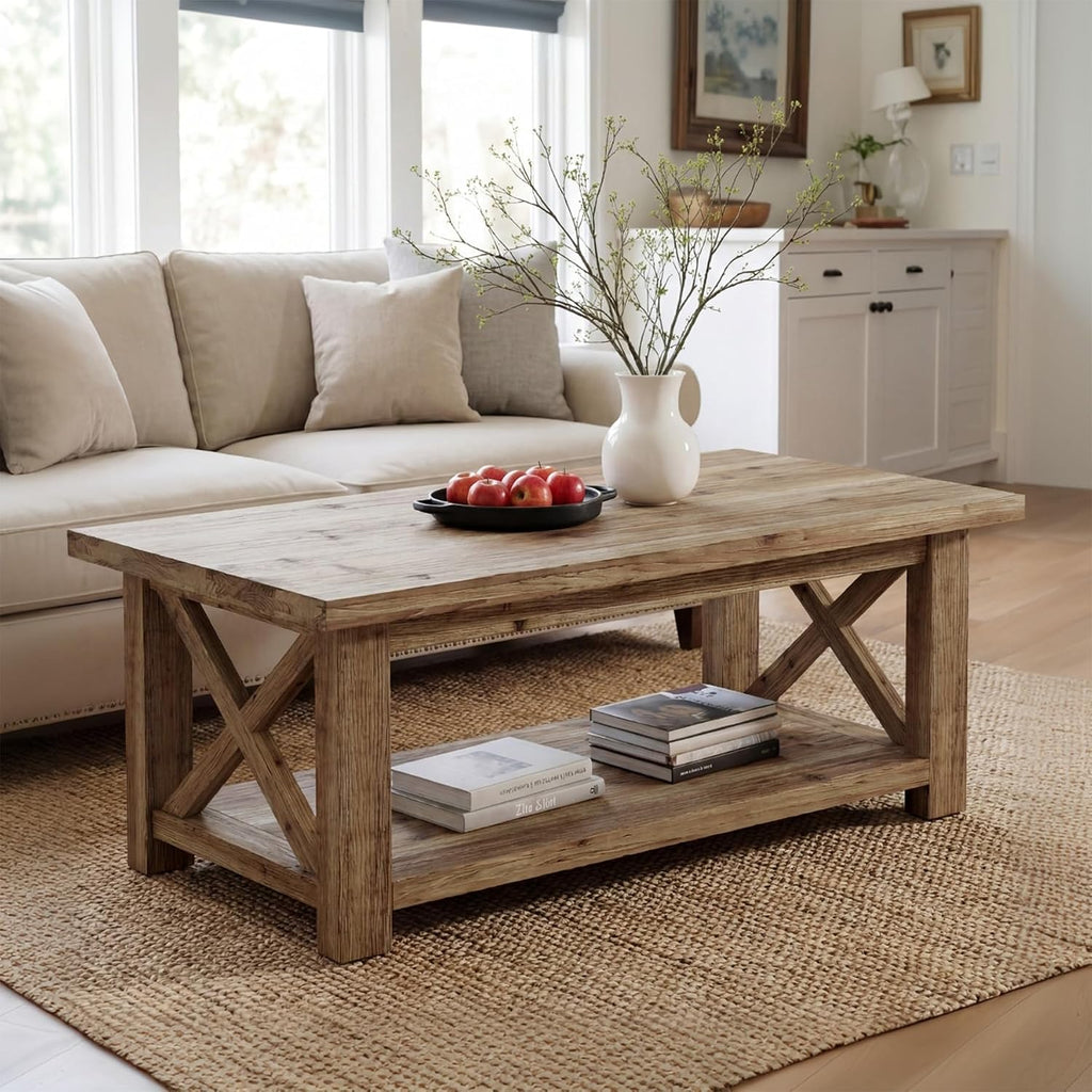 Brown X-Frame Coffee Table