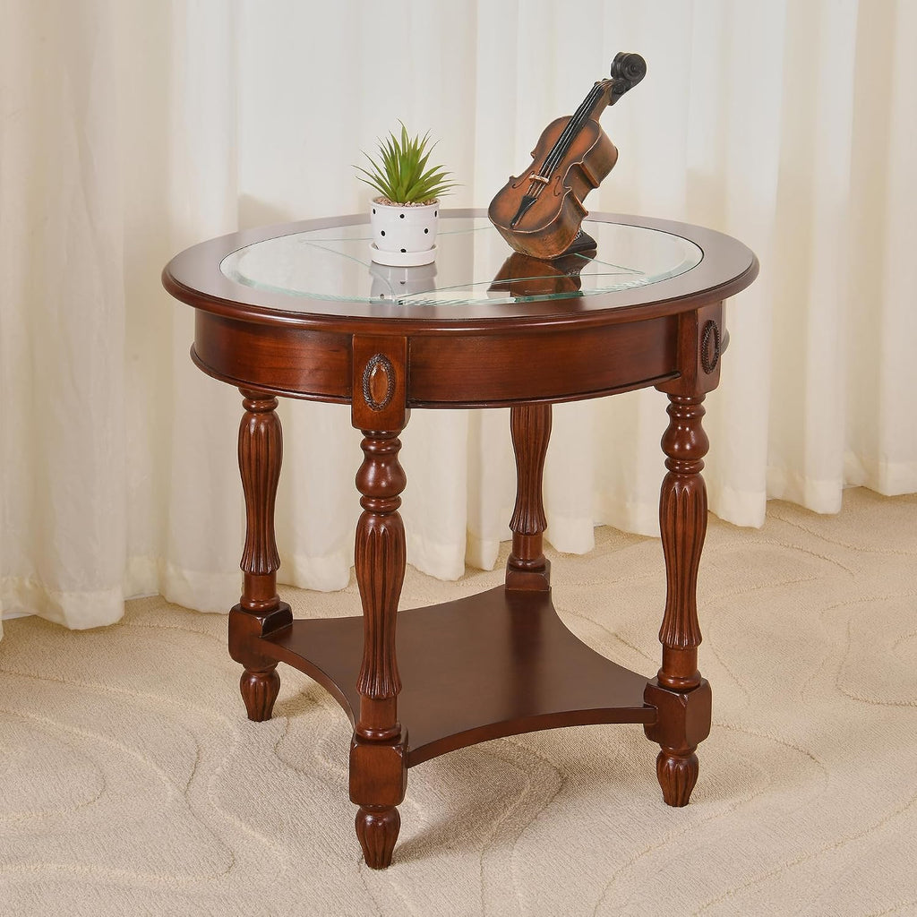 Oval Glass Storage Side Table