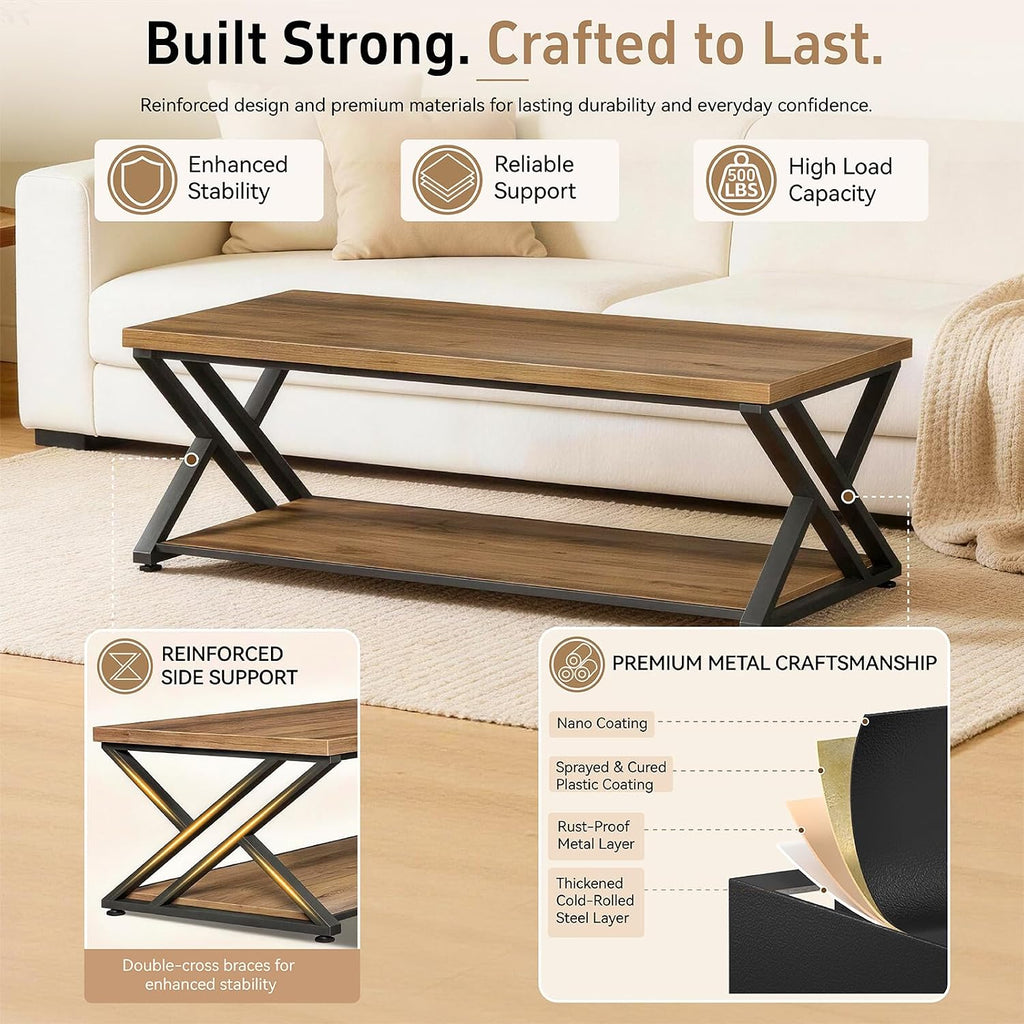 Rustic 2-Tier Coffee Table