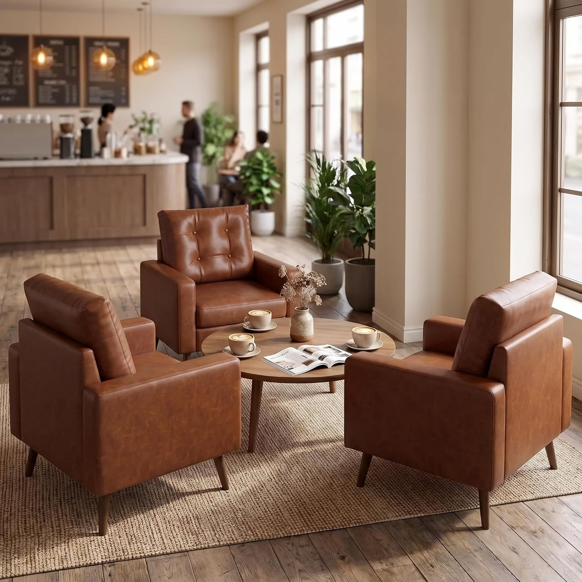2-Pack Tufted Faux Leather Chairs