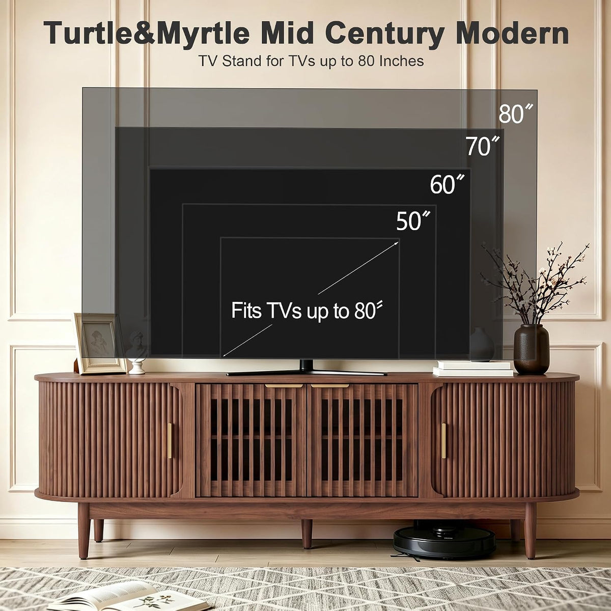Mid-Century Fluted TV Stand