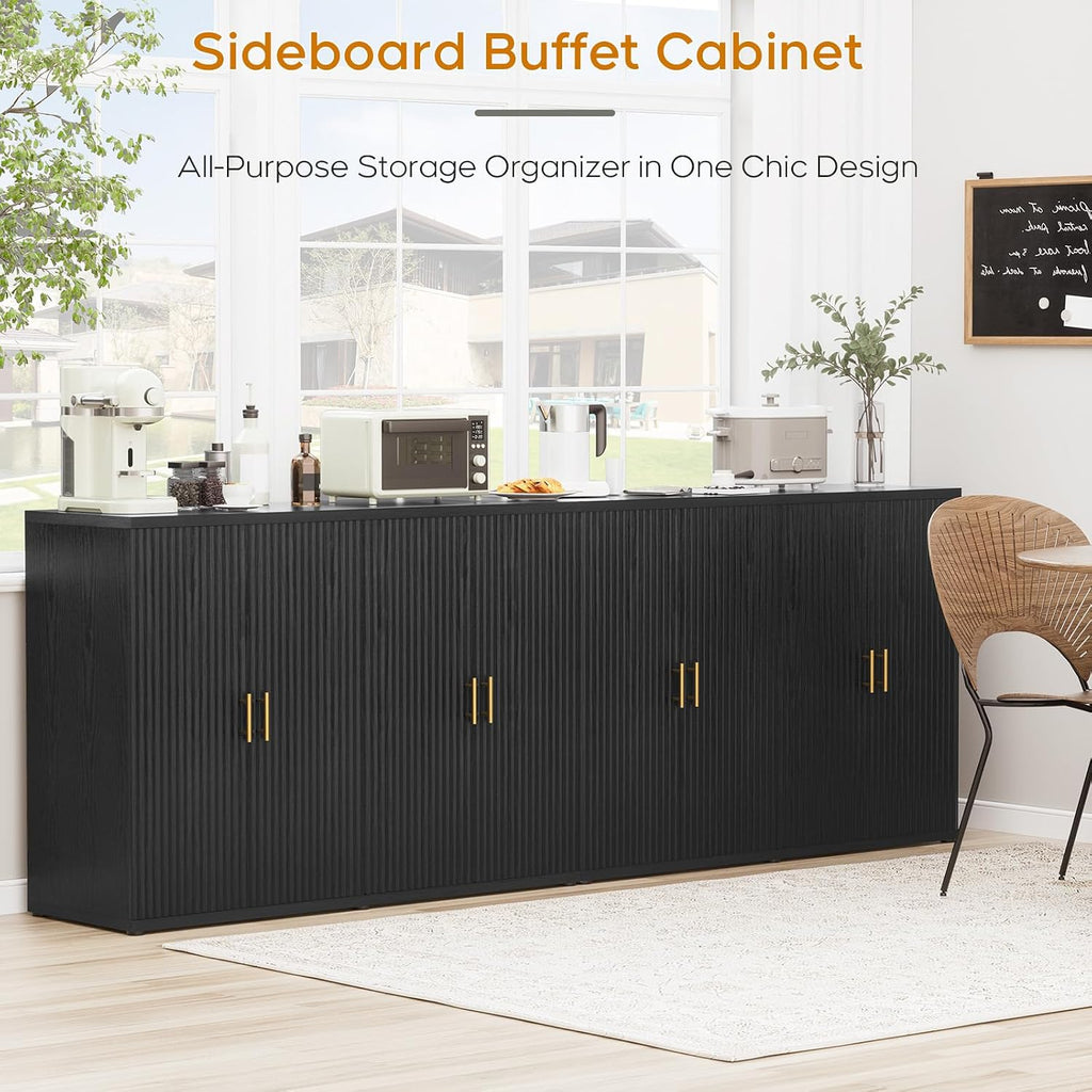 Black Fluted Sideboard Set
