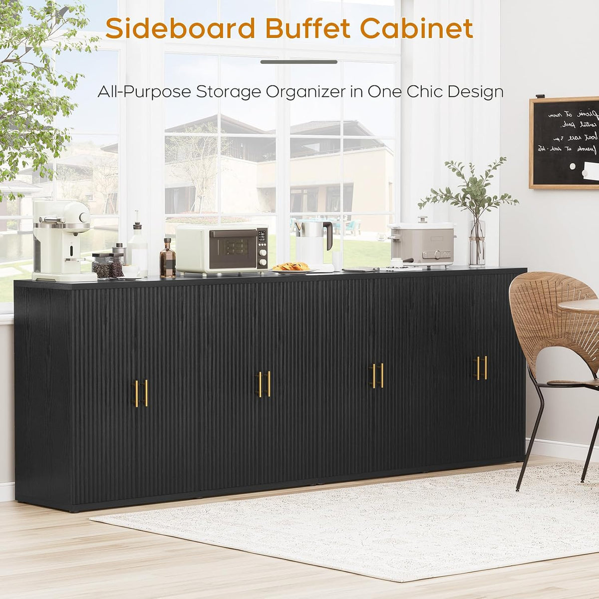Black Fluted Sideboard Set
