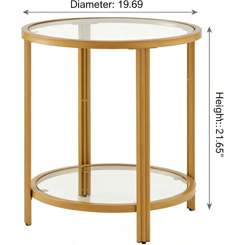 Round Glass Storage Side Table