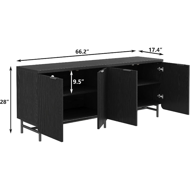 Black Fluted Wood Sideboard