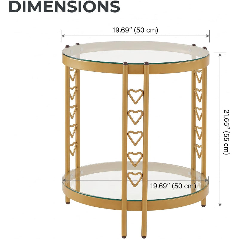 Storage Glass Round End Table