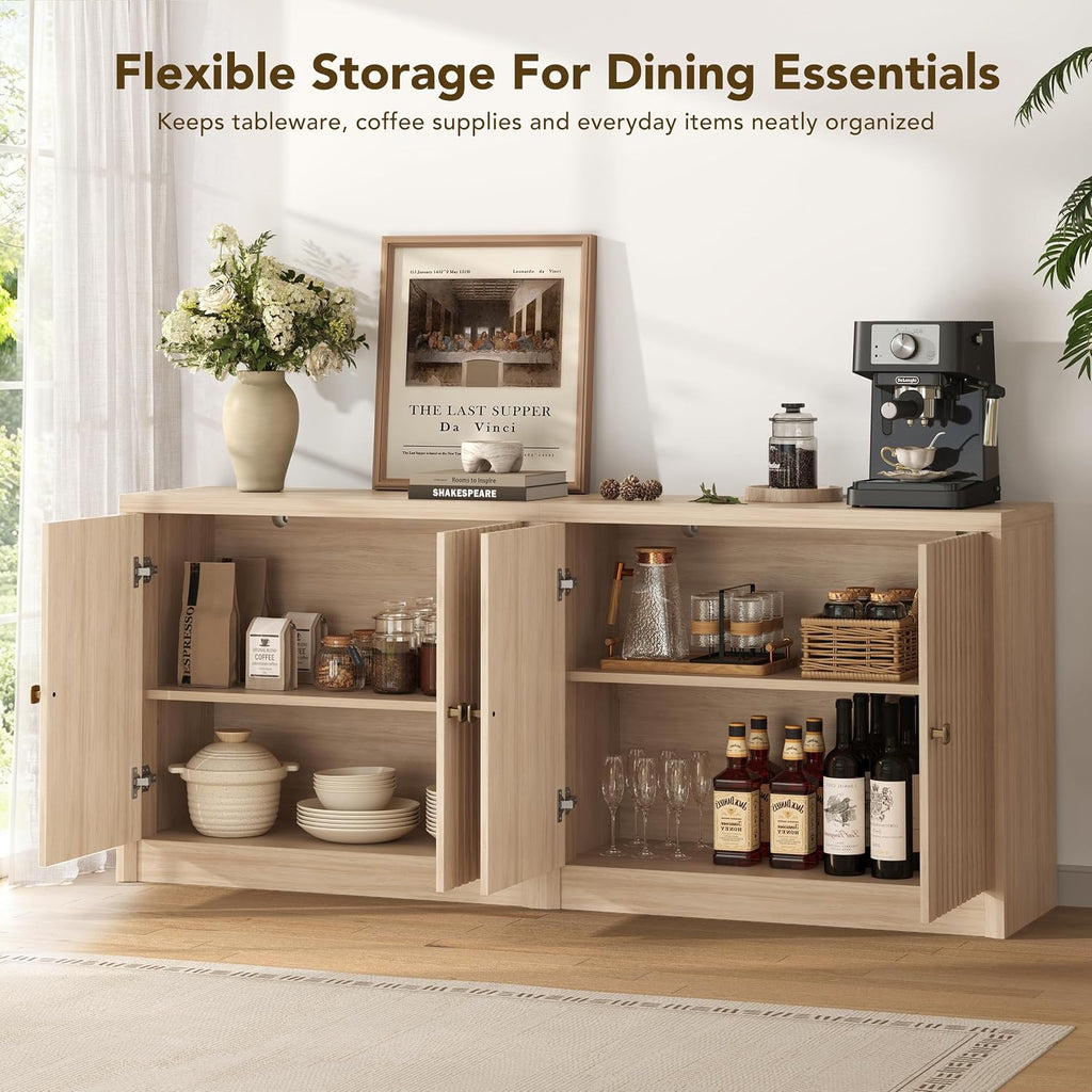 Oak Fluted Sideboard Set