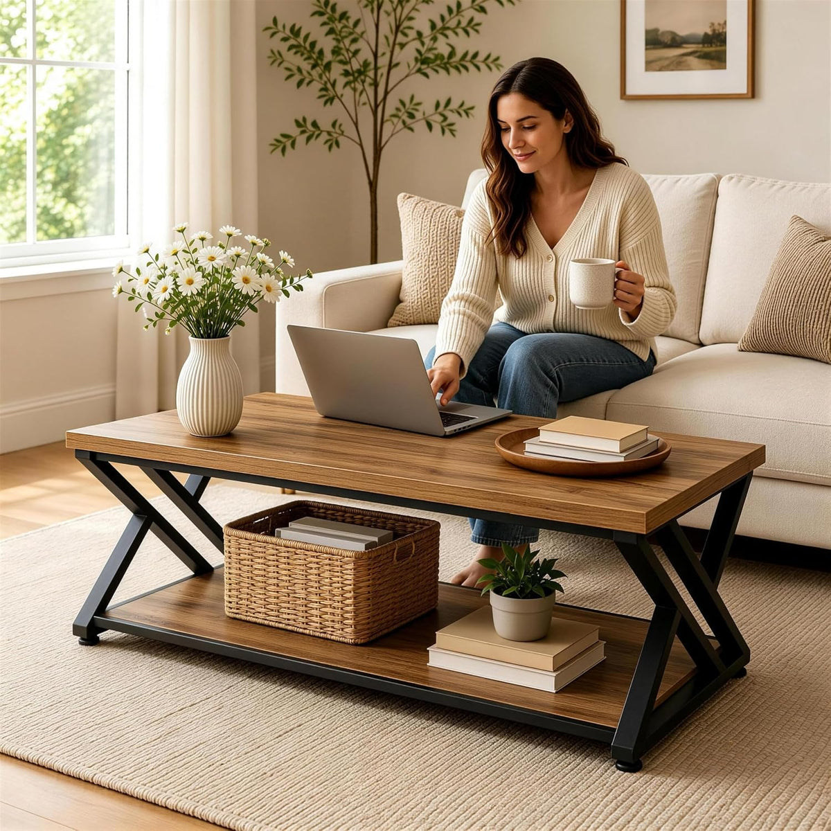 Rustic 2-Tier Coffee Table